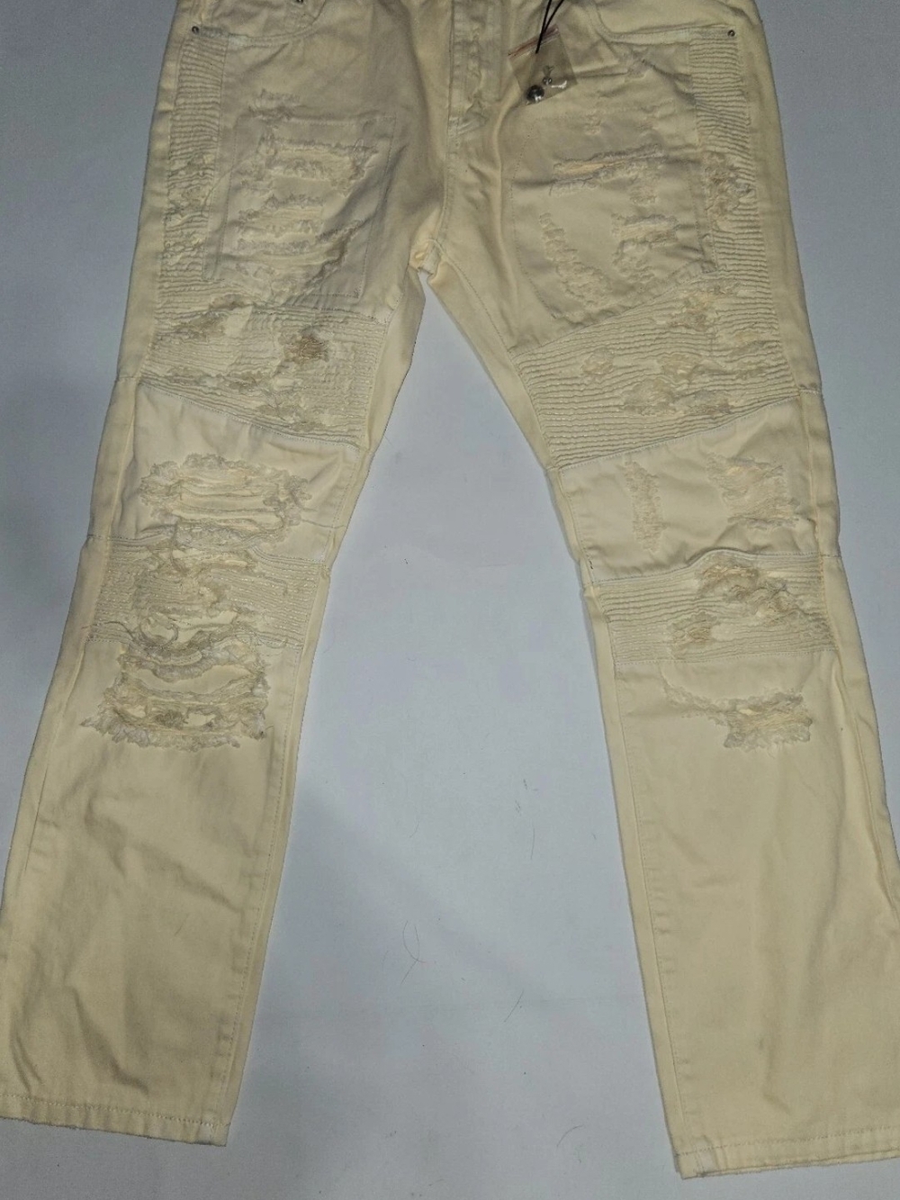 DOPE Yellow NWT Distressed Biker Jeans 38x30